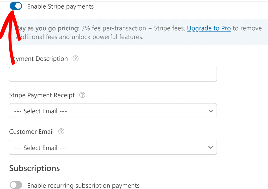 Enable Stripe payments