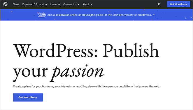 WordPressorg homepage