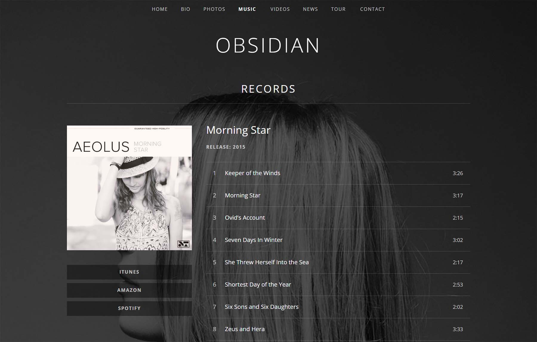 Funzione di playlist dell'album di Obisian