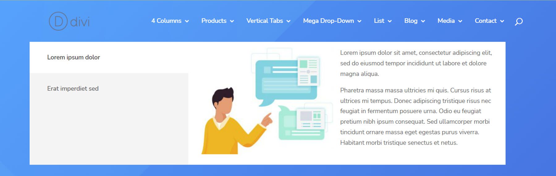 Divi Mega Menu 비즈니스 레이아웃 예시