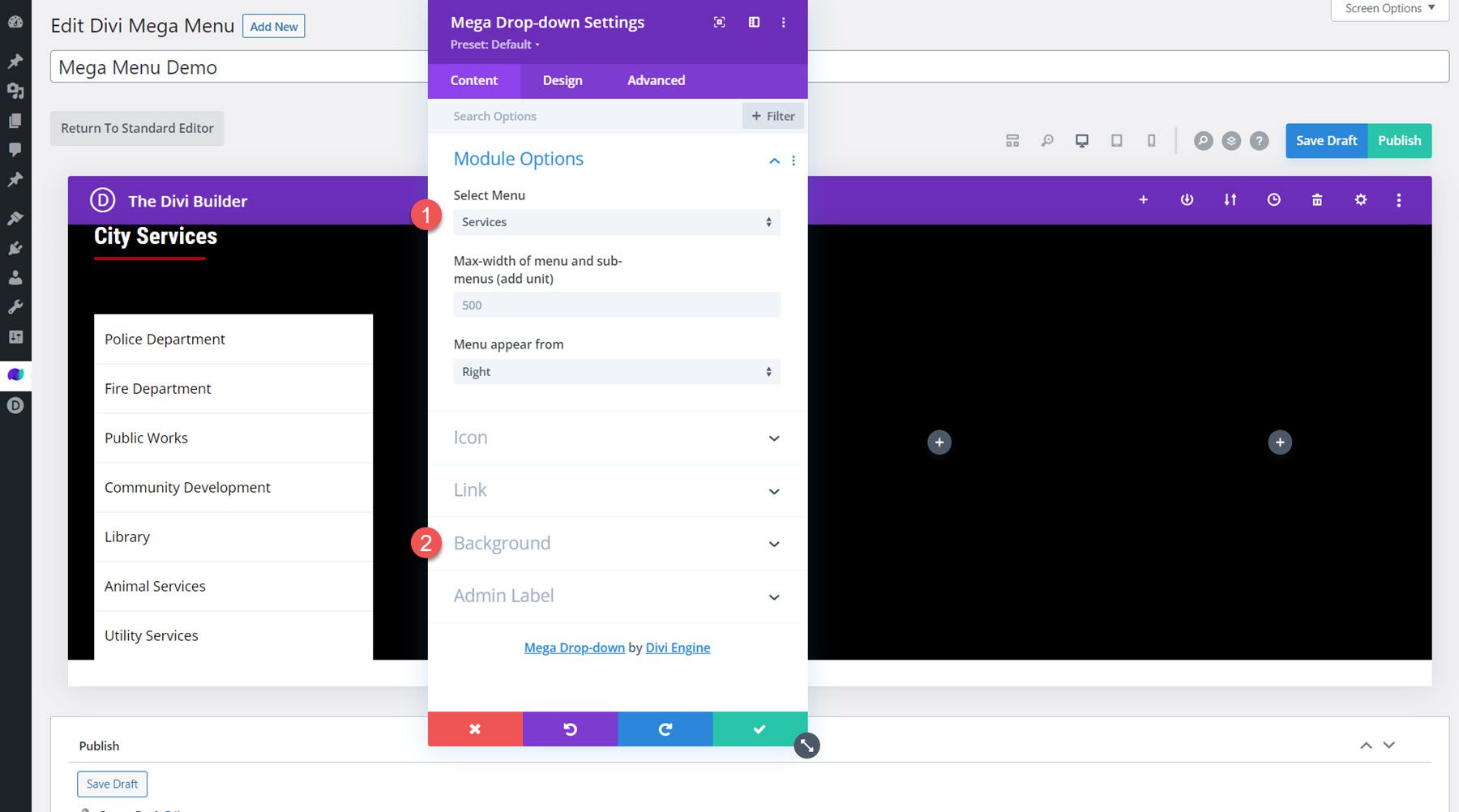 Opsi Modul Divi Mega Menu Mega Drop-Down