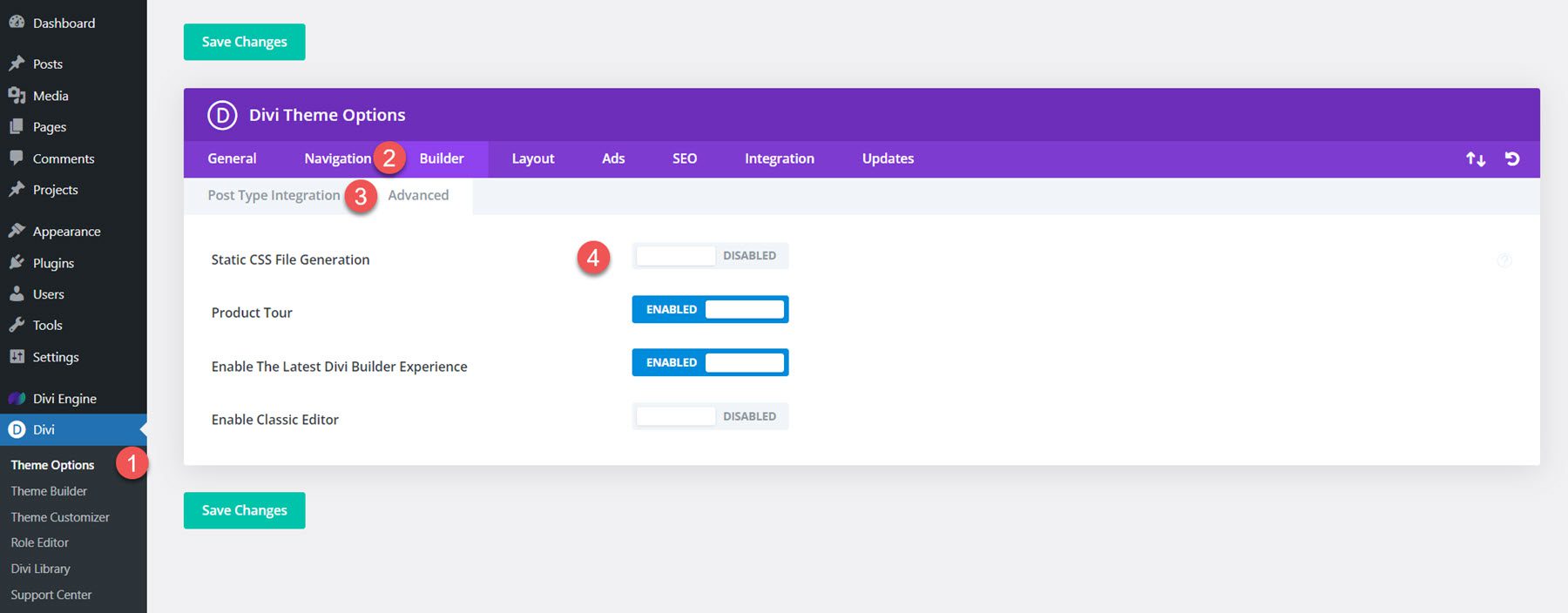 Divi Mega Menu Geração de arquivo CSS estático