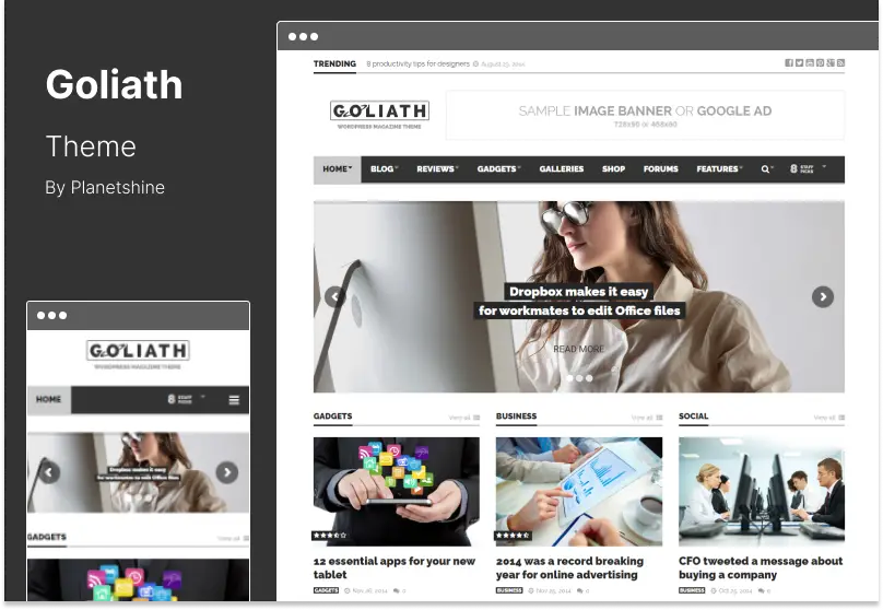 Thème Goliath - Annonces optimisées News & Reviews Magazine Thème WordPress