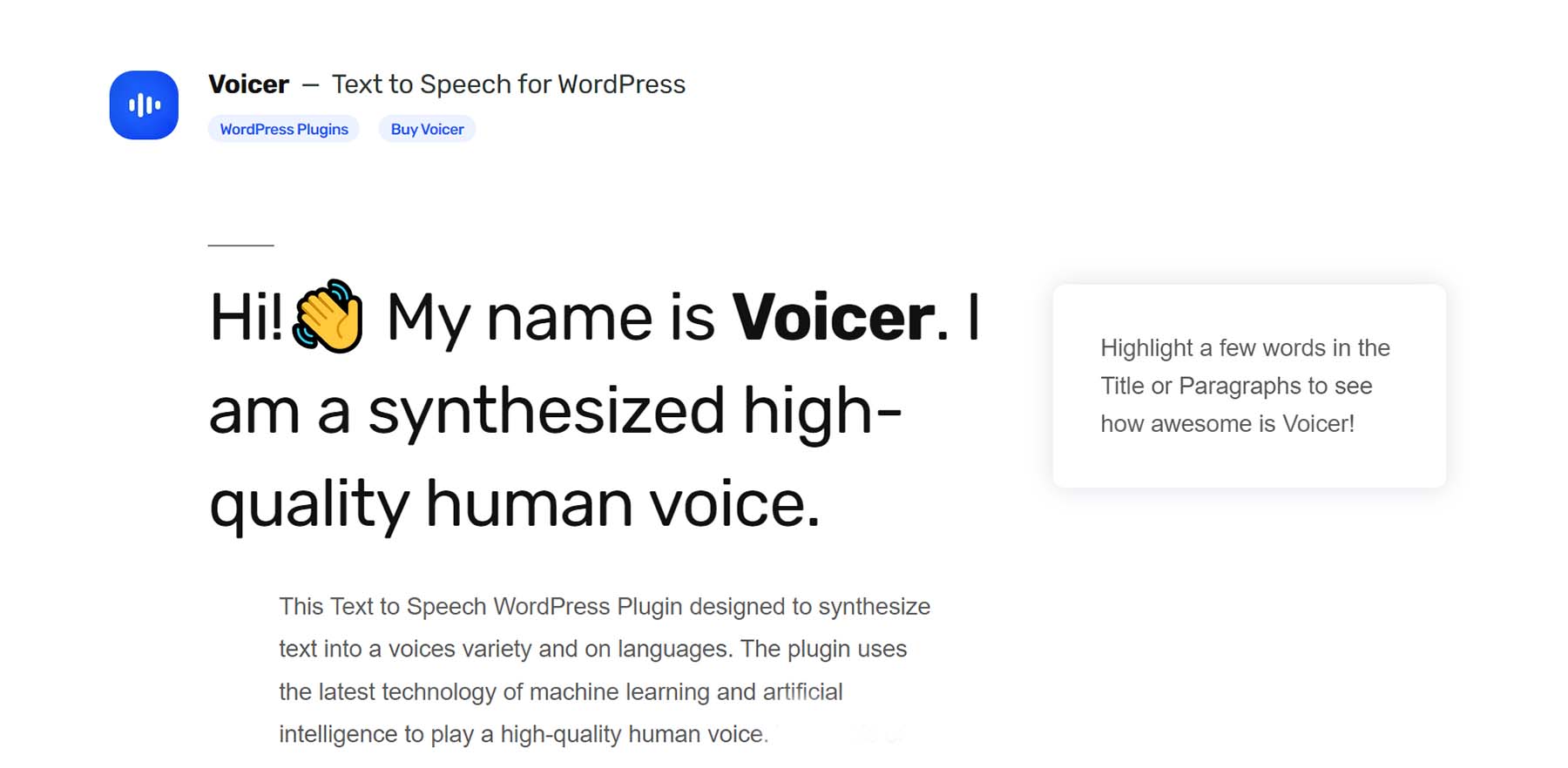 Voicer, text în vorbire prin AI pentru WordPress