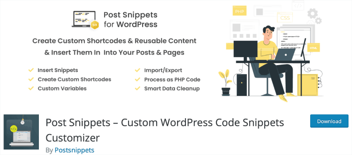 Extension d'extraits de code WordPress Post Snippets