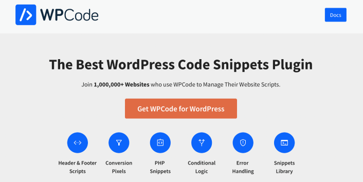 Plugin d'extrait de code WordPress WPCode