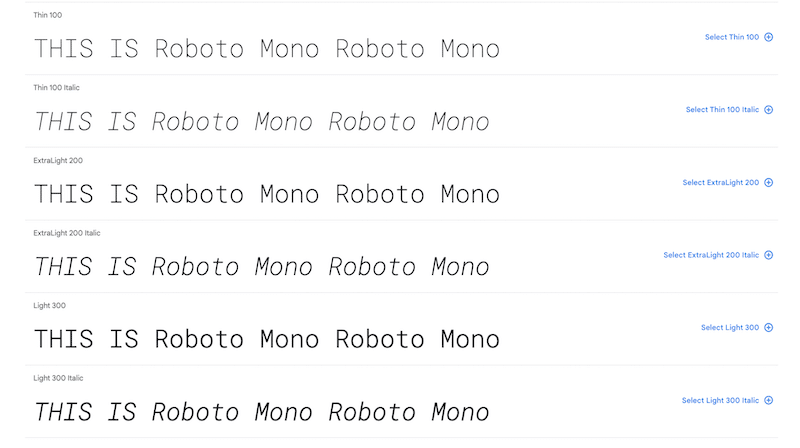 Fuente Roboto Mono - Fuente: Google Fonts