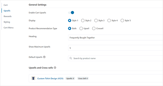 Additional cart settings