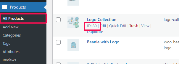 Finding a product ID in WooCommerce