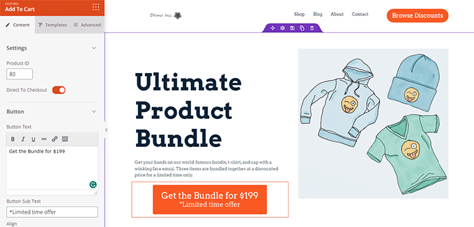 Edit cart bundle