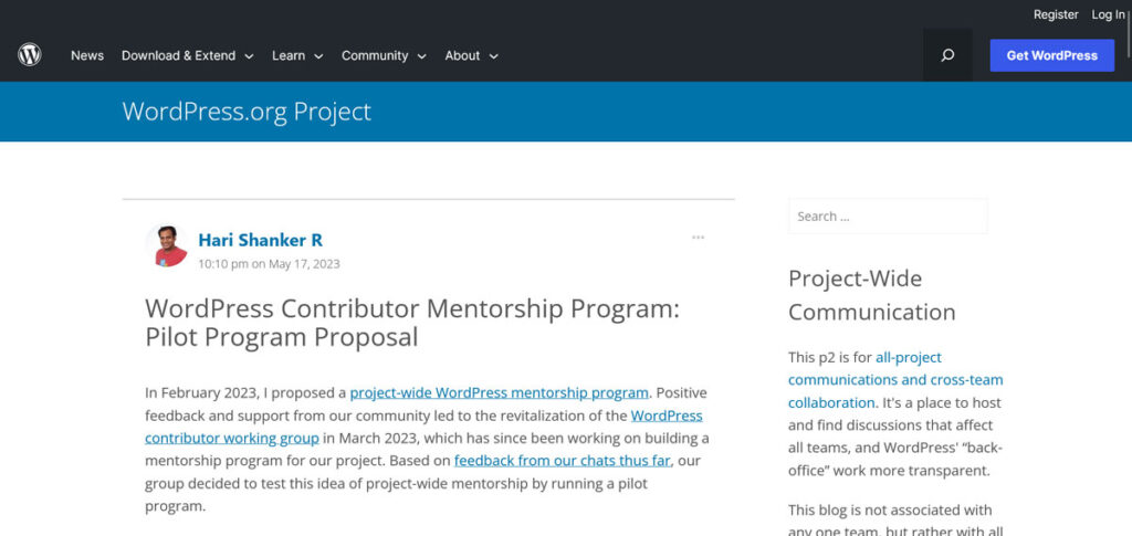 WordPress-Mentoring-Pilotprogramm