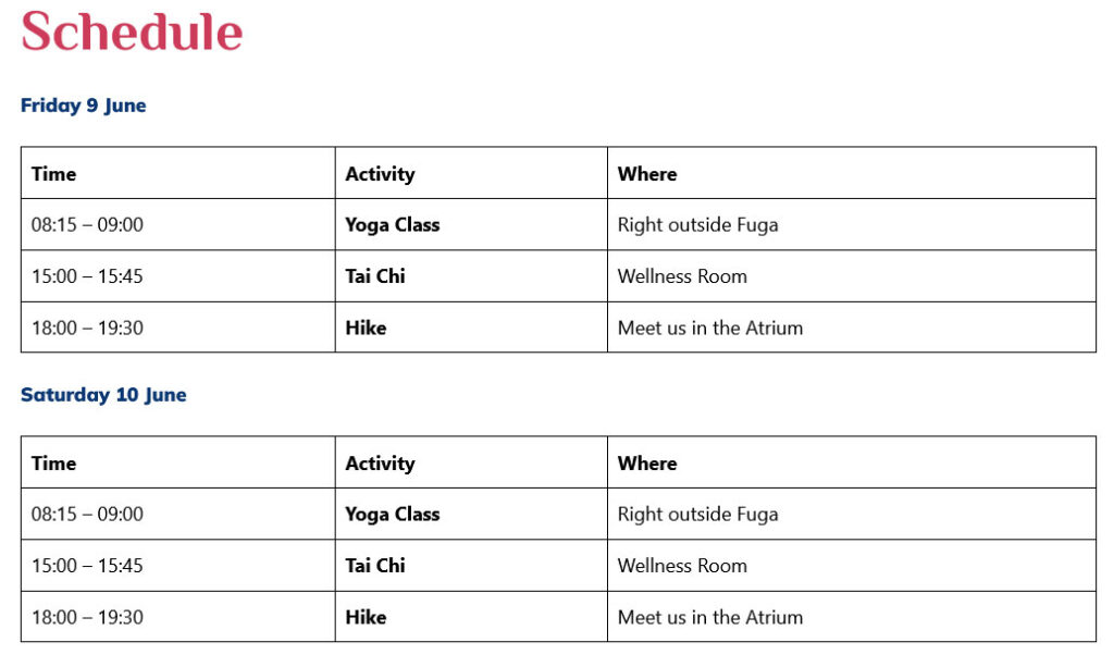 ตารางการติดตามสุขภาพ wordcamp Europe 2023