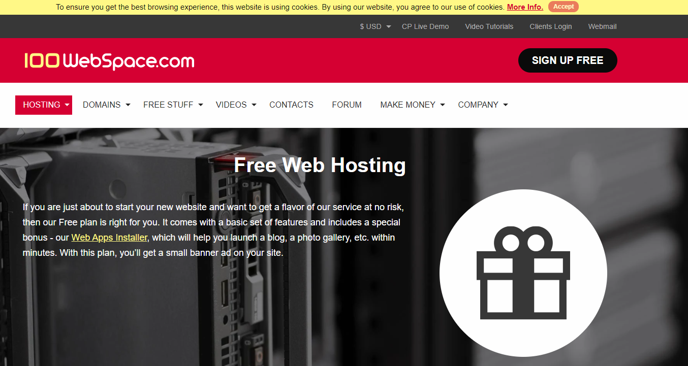 100webspace - hosting web gratuito wordpress