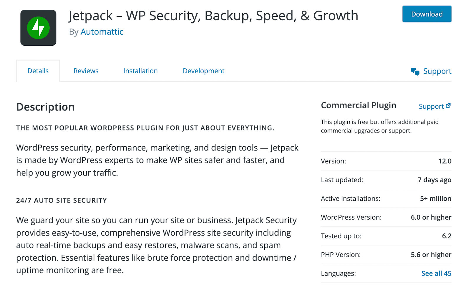 Jetpack-Plugin wird im WordPress-Plugin-Verzeichnis angezeigt