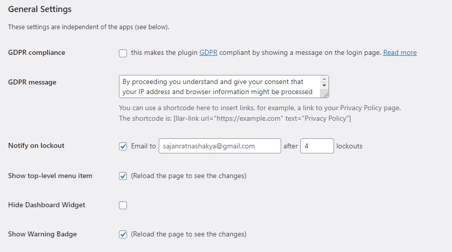 la configuración general limita los intentos de inicio de sesión de wordpress