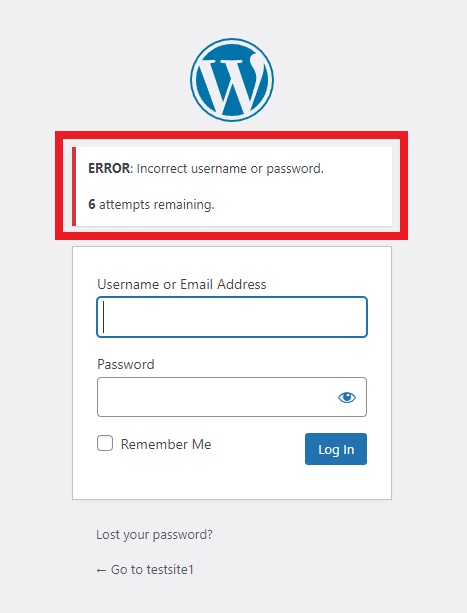 ความพยายามในการพยายามเข้าสู่ระบบ wordpress ที่เหลืออยู่