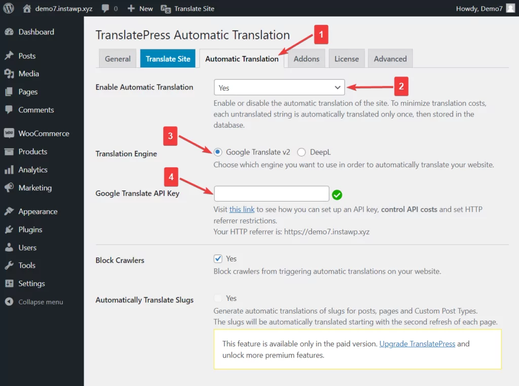 translatepress การแปลอัตโนมัติ