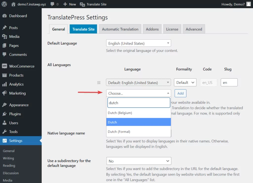 menambahkan bahasa di translatepress