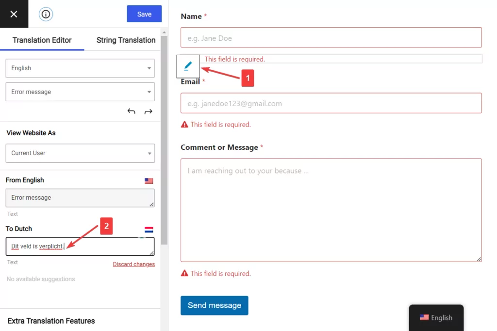 traduction des messages de validation - traduction des formulaires