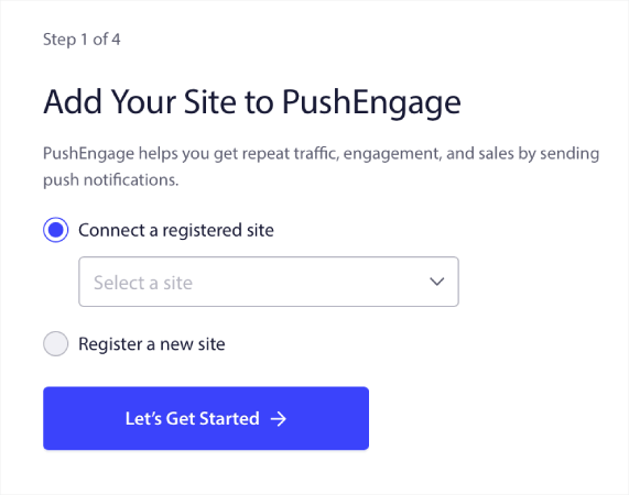 Registrar site no PushEngage