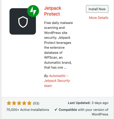 Jetpack Protect im Plugin-Repository