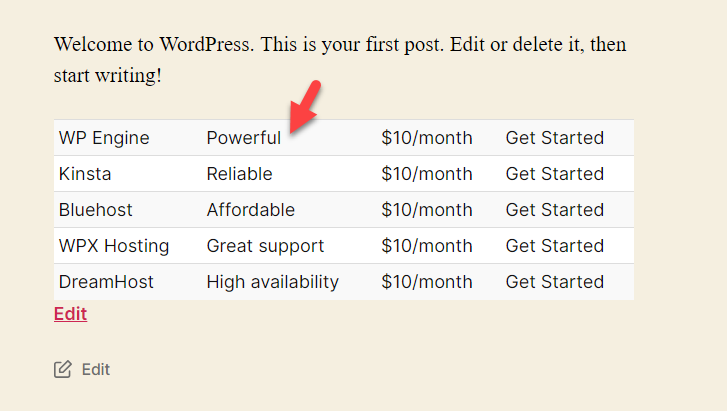 table in front end - buat tabel di WordPress