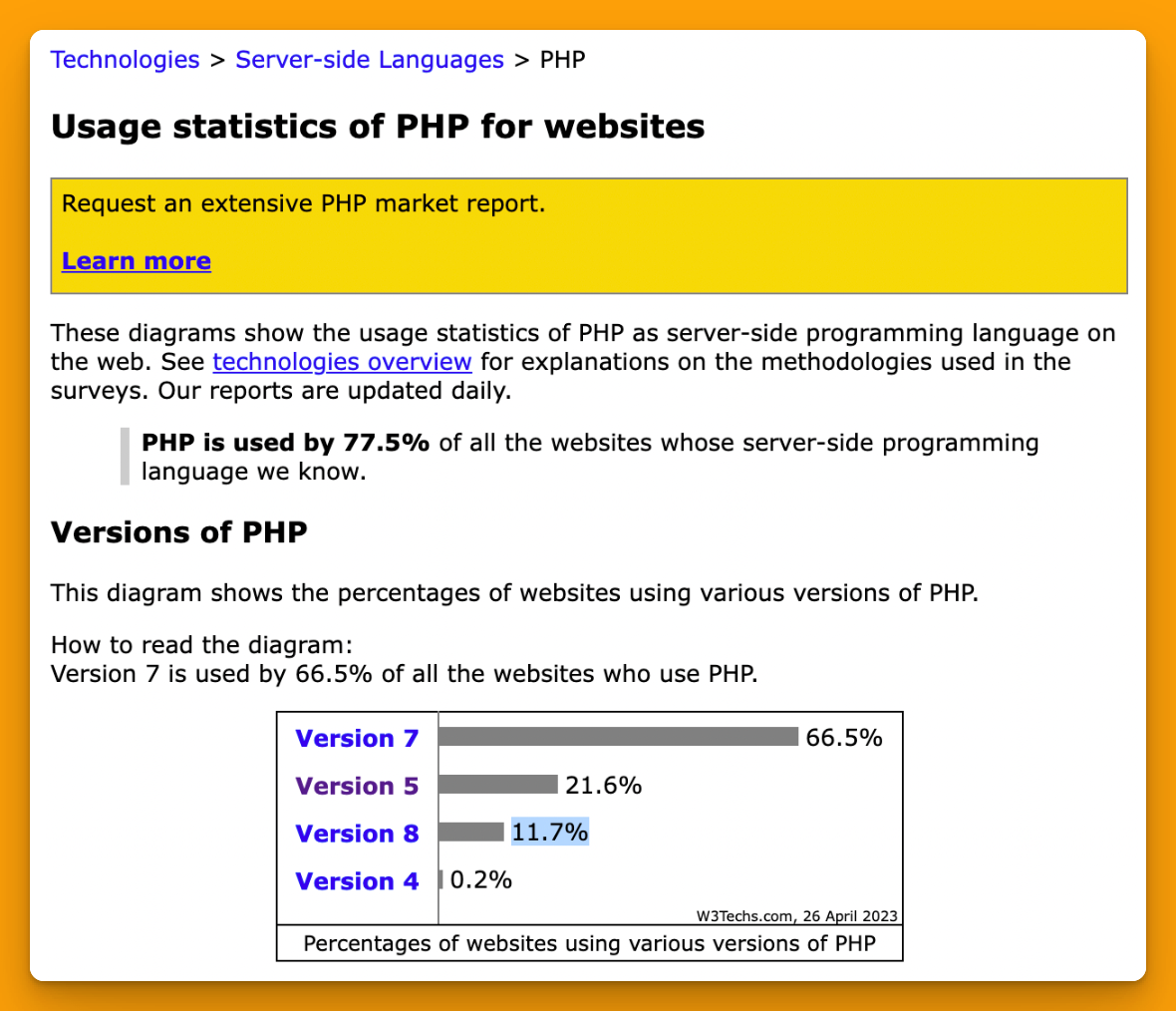 Statystyki użycia dla PHP