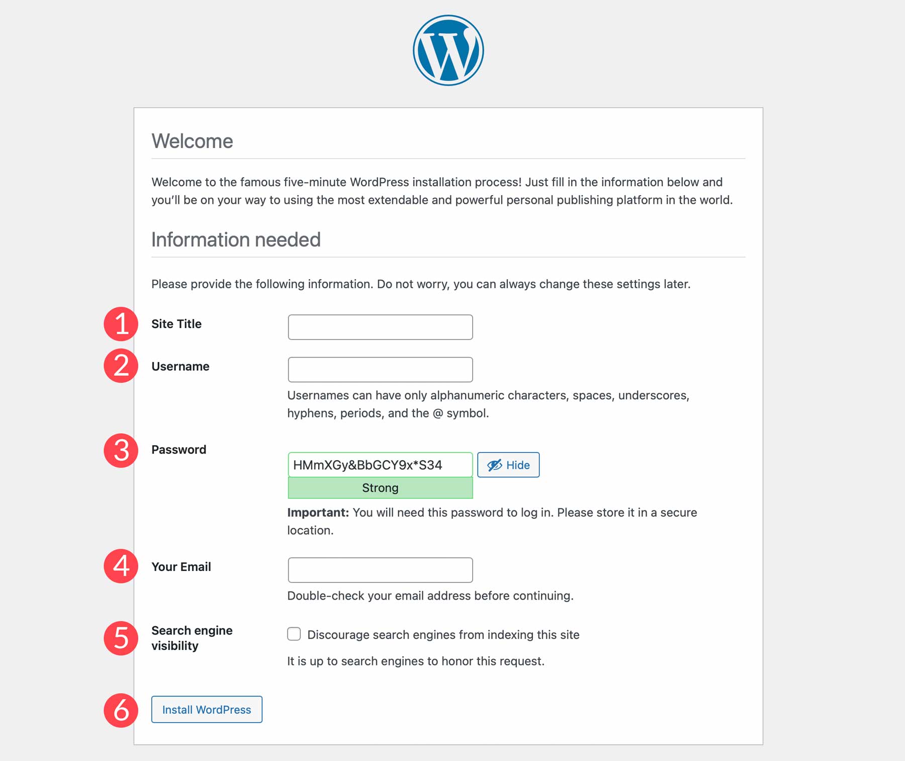 Configurați WordPress