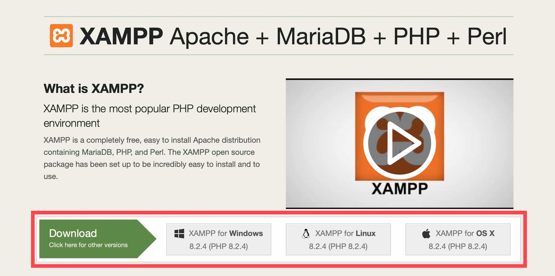 ดาวน์โหลด XAMPP