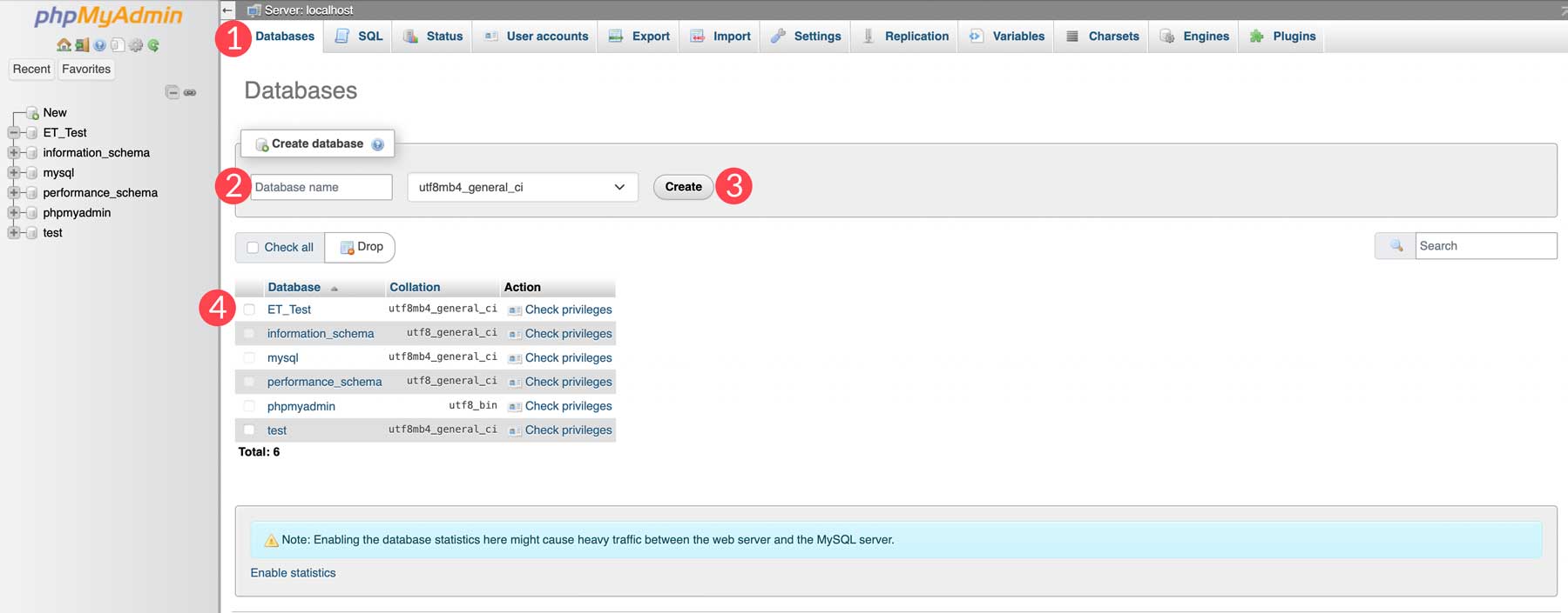 crear base de datos