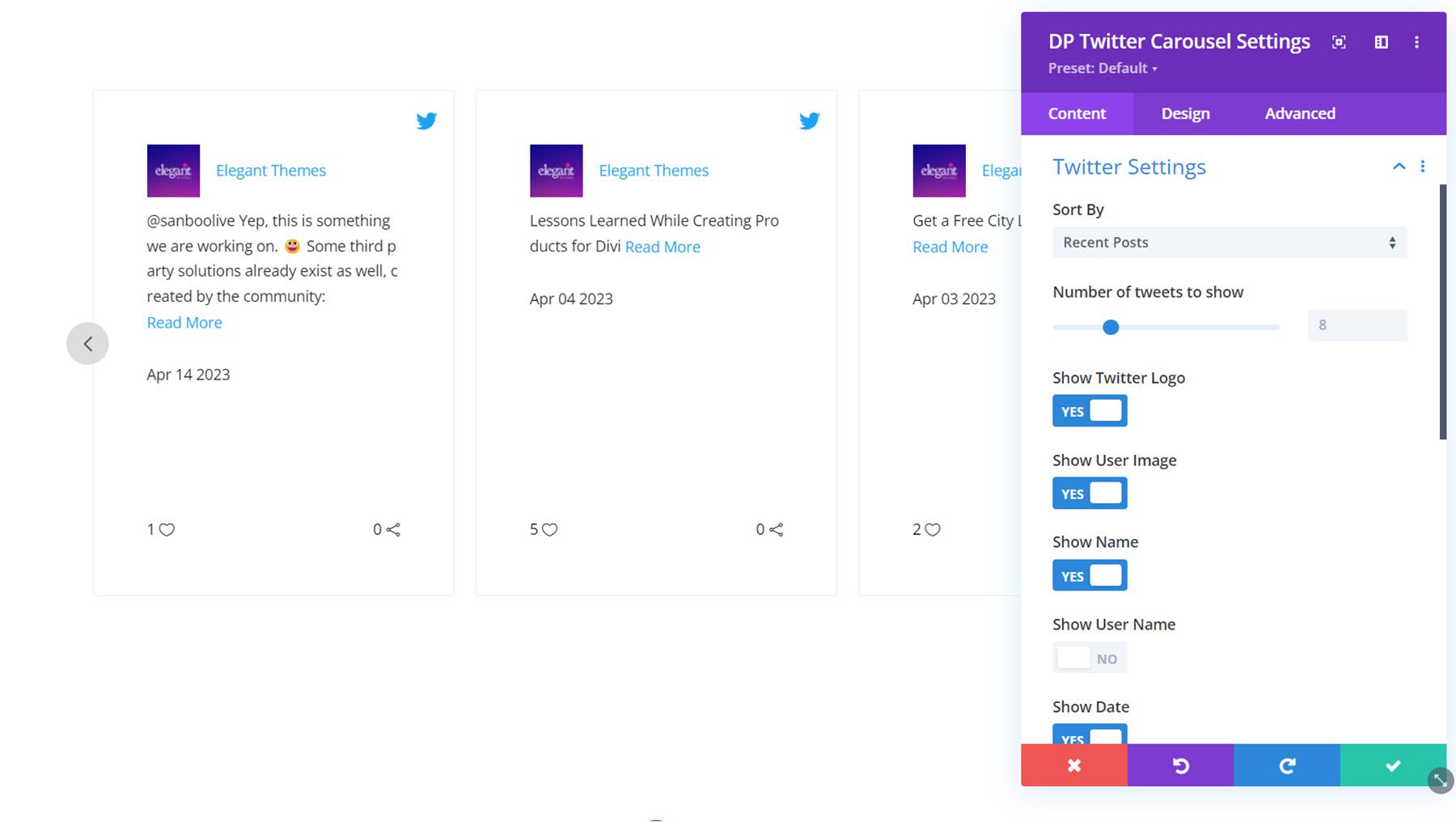 Divi Social Plus Twitter 輪播 Twitter 設置