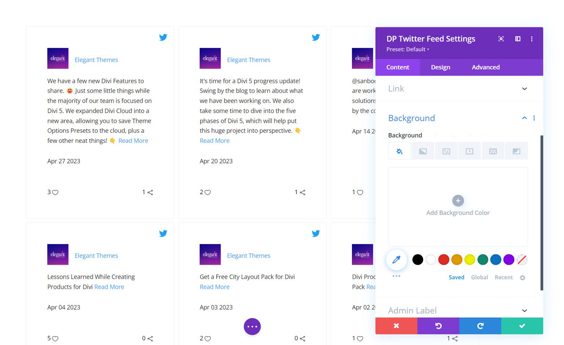 Divi Social Plus Twitter Feed الخلفية