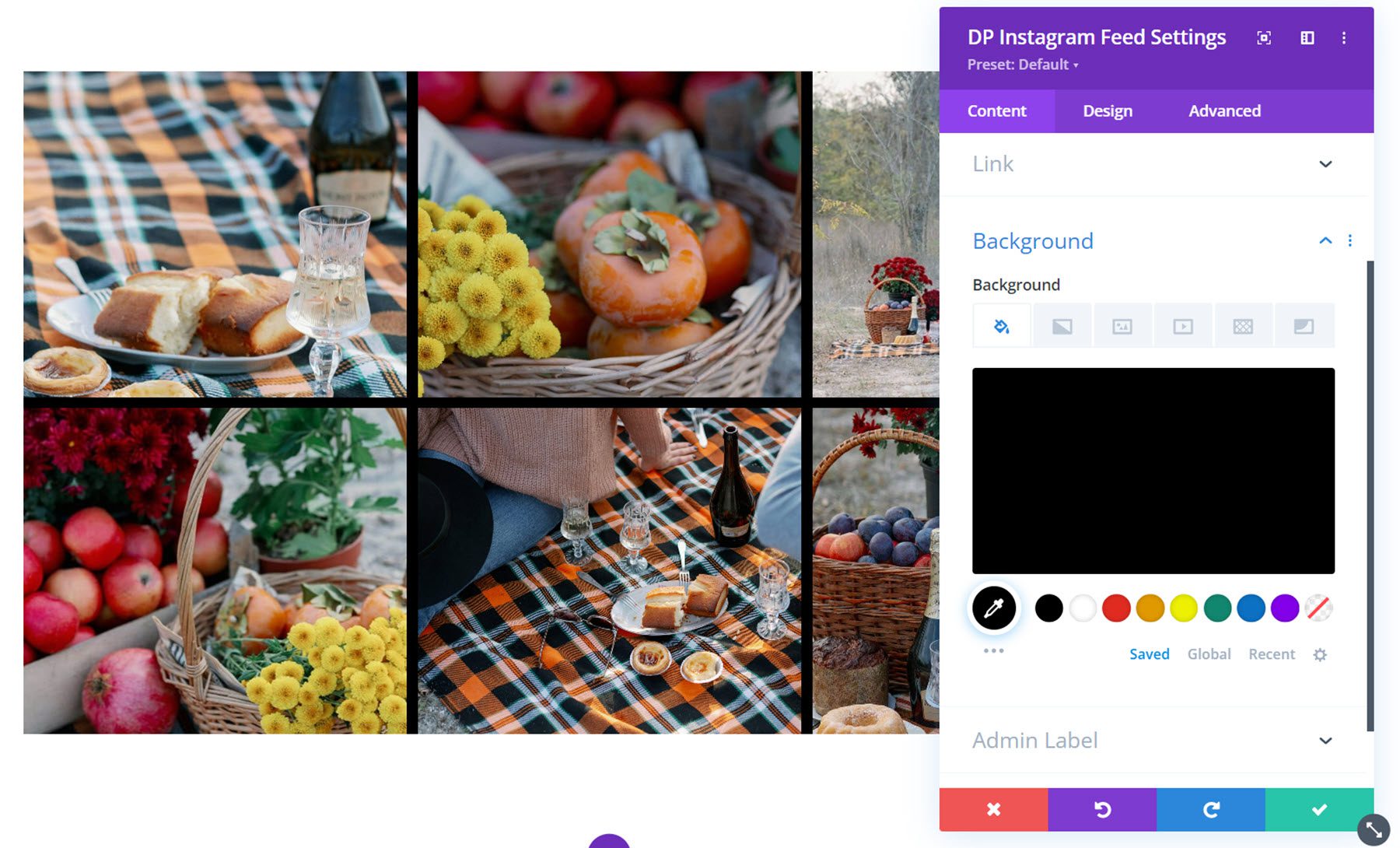 خلفية Divi Social Plus Instagram Feed