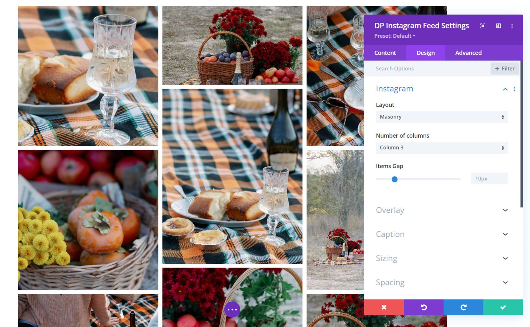 Divi Social Plus Tata Letak Feed Masonry Instagram