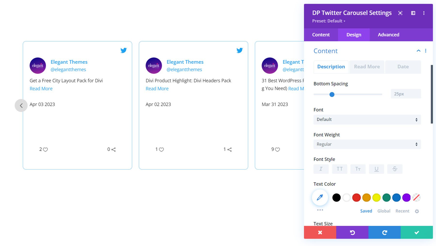 Divi Social Plus Twitter-Karussellinhalte