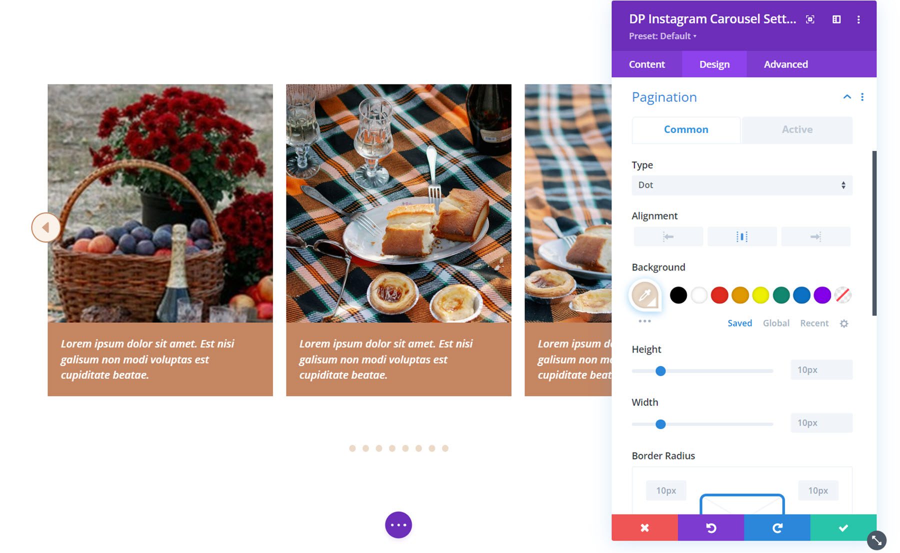 Divi Social Plus Instagram Carousel Разбивка на страницы