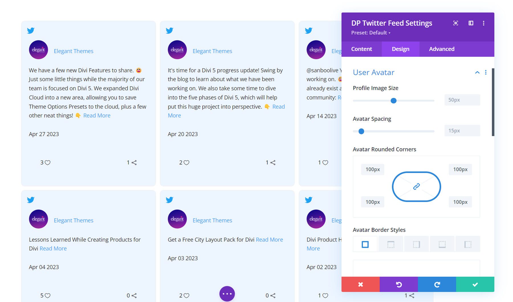 Divi Social Plus Twitter Feed 用戶頭像