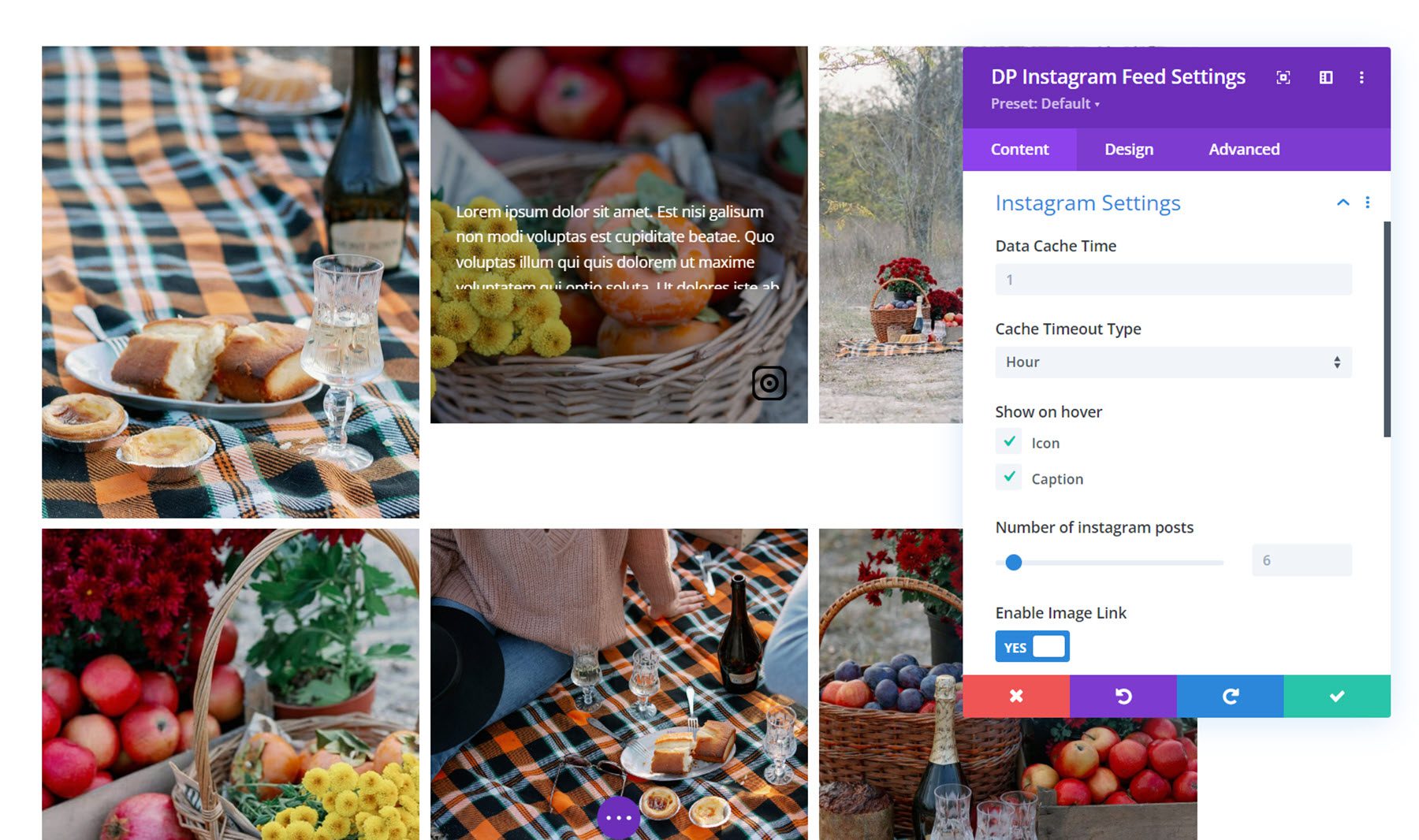 Pengaturan Instagram Umpan Instagram Divi Social Plus