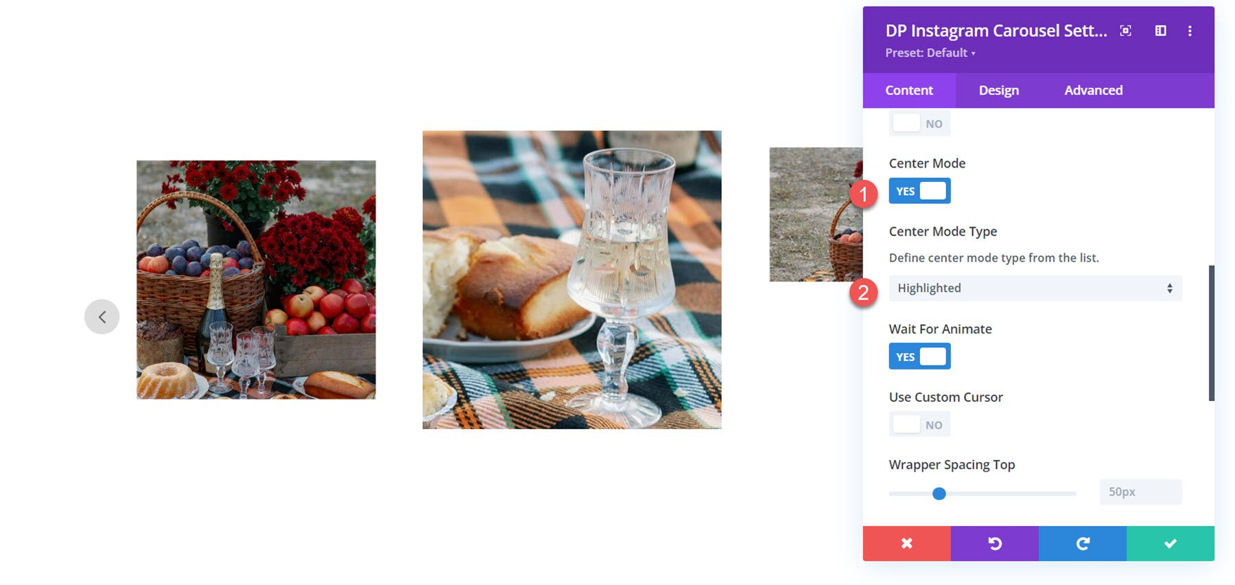 Divi Social Plus Instagram Dönen Merkez Modu