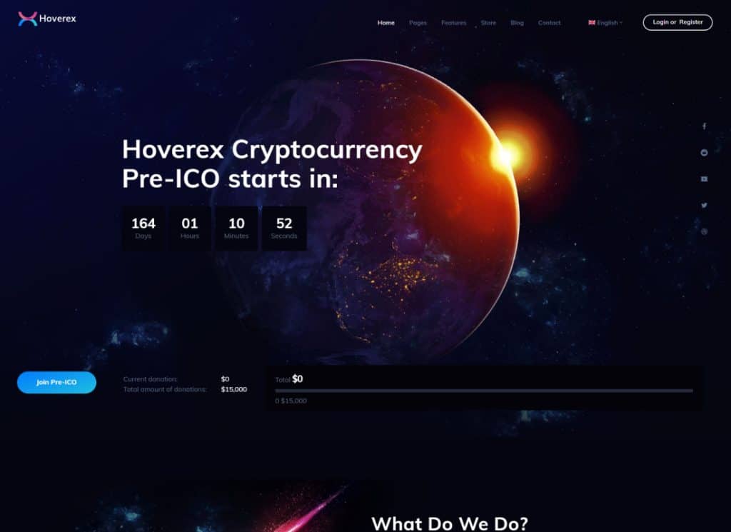 hoverex | Criptomoneda, NFT & ICO WordPress Theme + Español