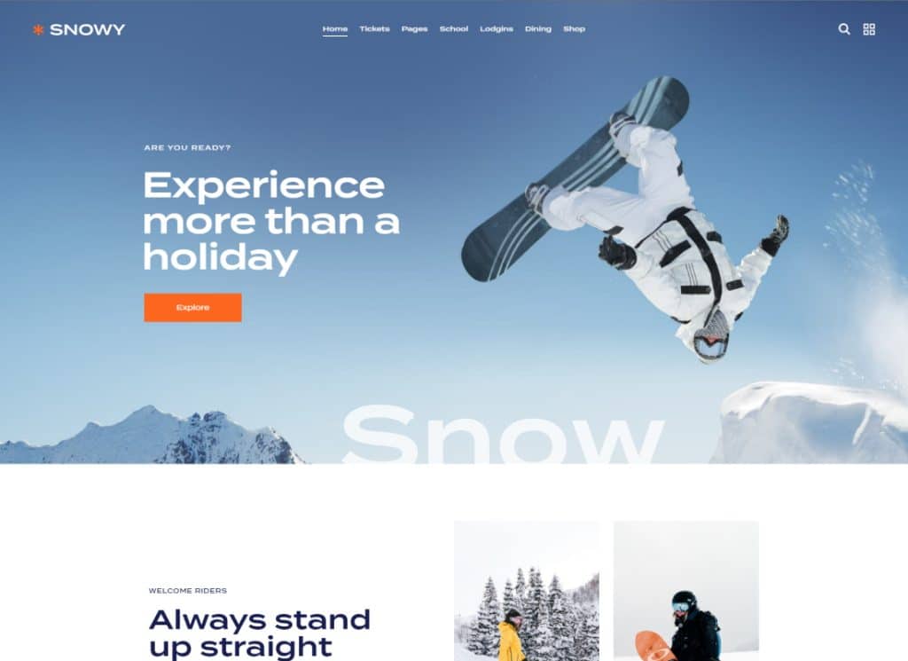 Bersalju | Resor Ski & Snowboarding Tema WordPress