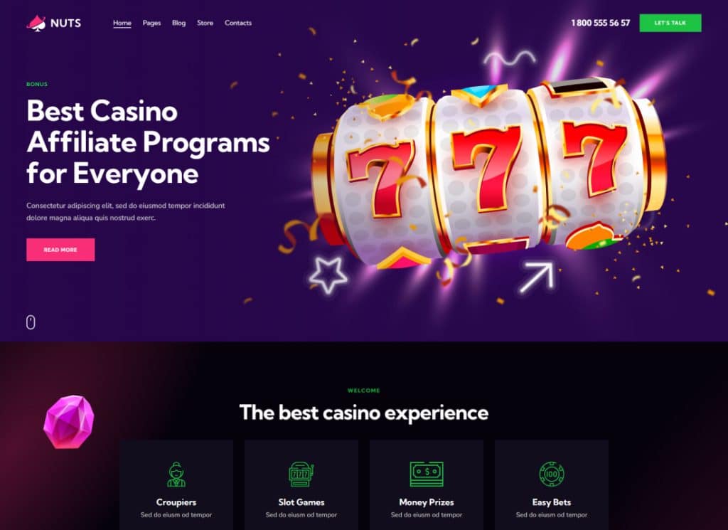 ナッツ |ギャンブル、カジノ、賭博の WordPress テーマ