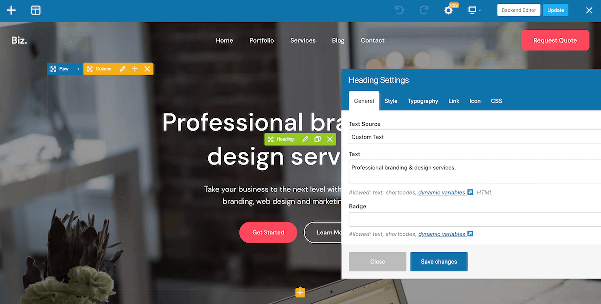 Editor front-end di WPBakery