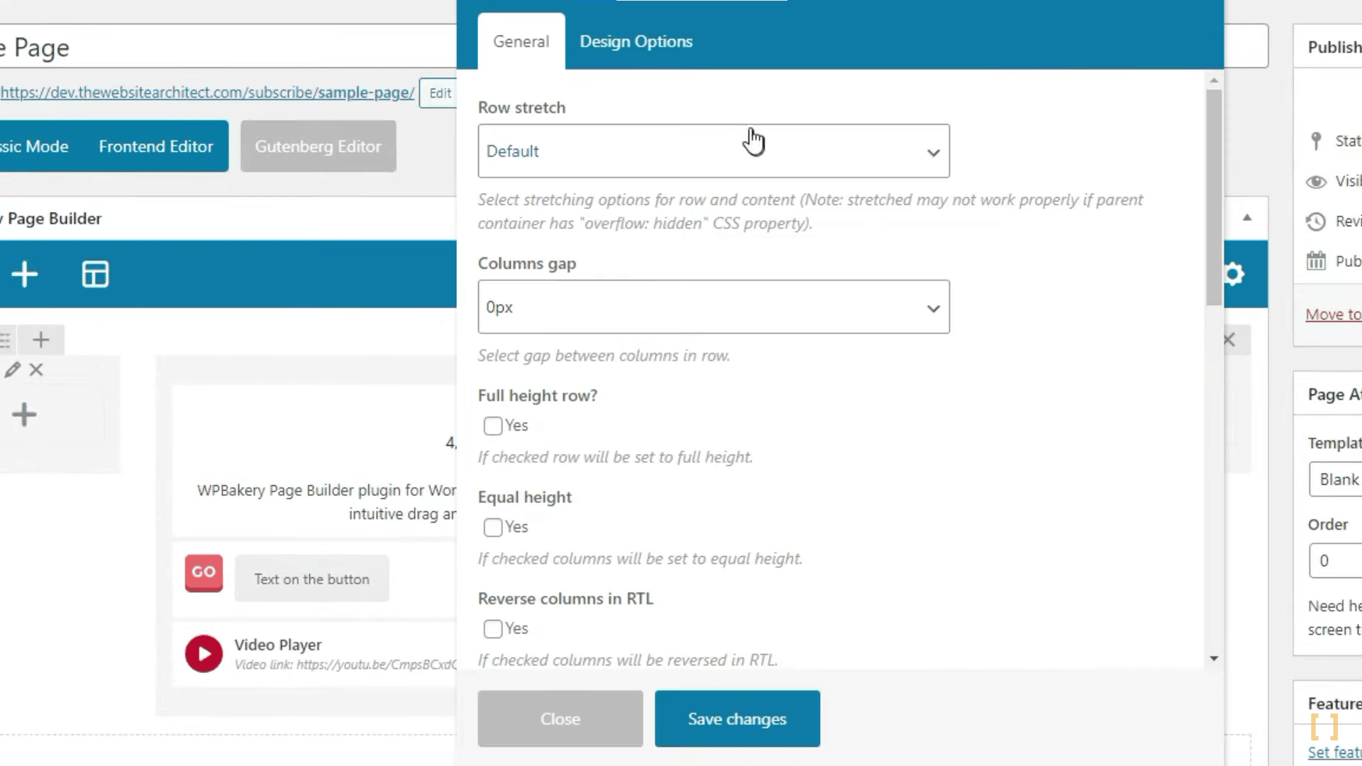 Options de back-end WPBakery