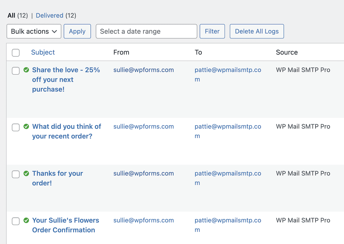 WP Mail SMTP mail log