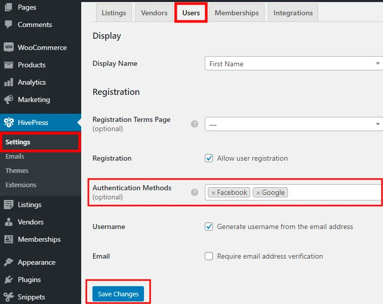 Menambahkan metode autentikasi ke situs web direktori bisnis WordPress.