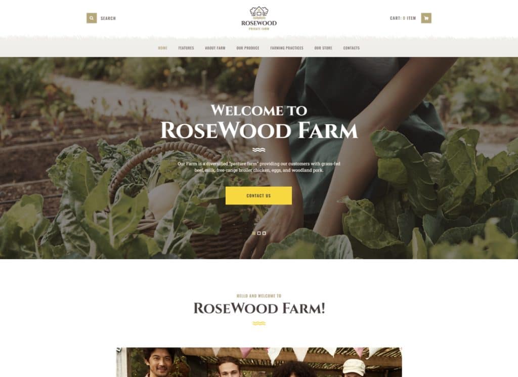 Rosewood - ธีม WordPress เกษตรอินทรีย์เชิงนิเวศ