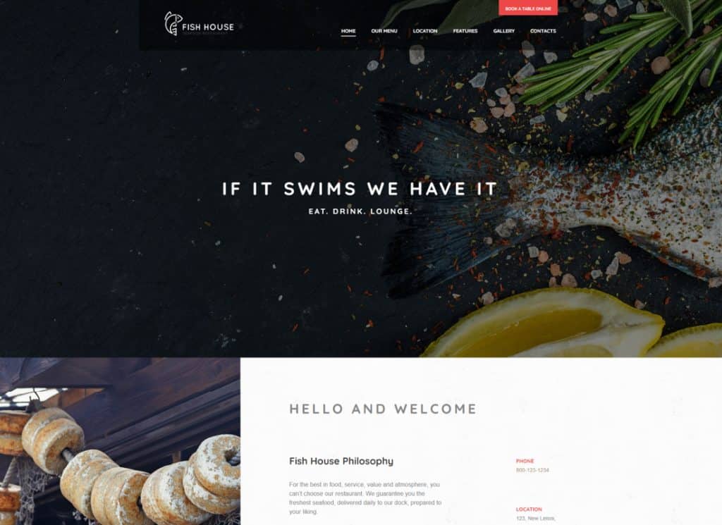 Fish House - Elegante tema de WordPress para restaurante de mariscos