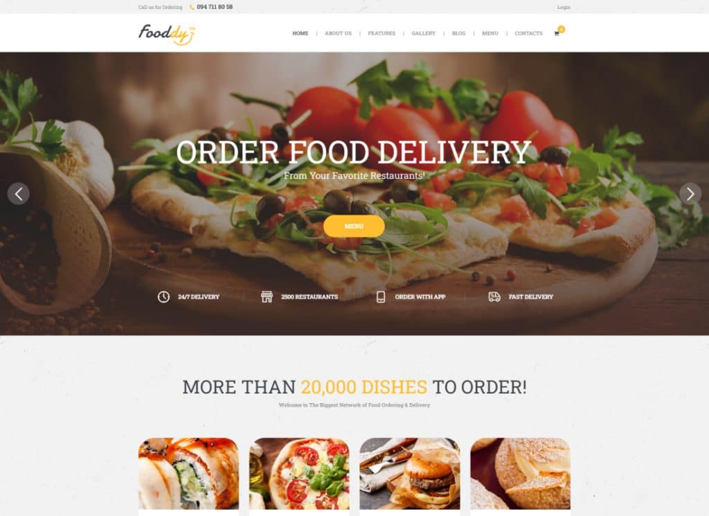 Fooddy 24/7 - Tema WordPress para pedidos e entrega de comida