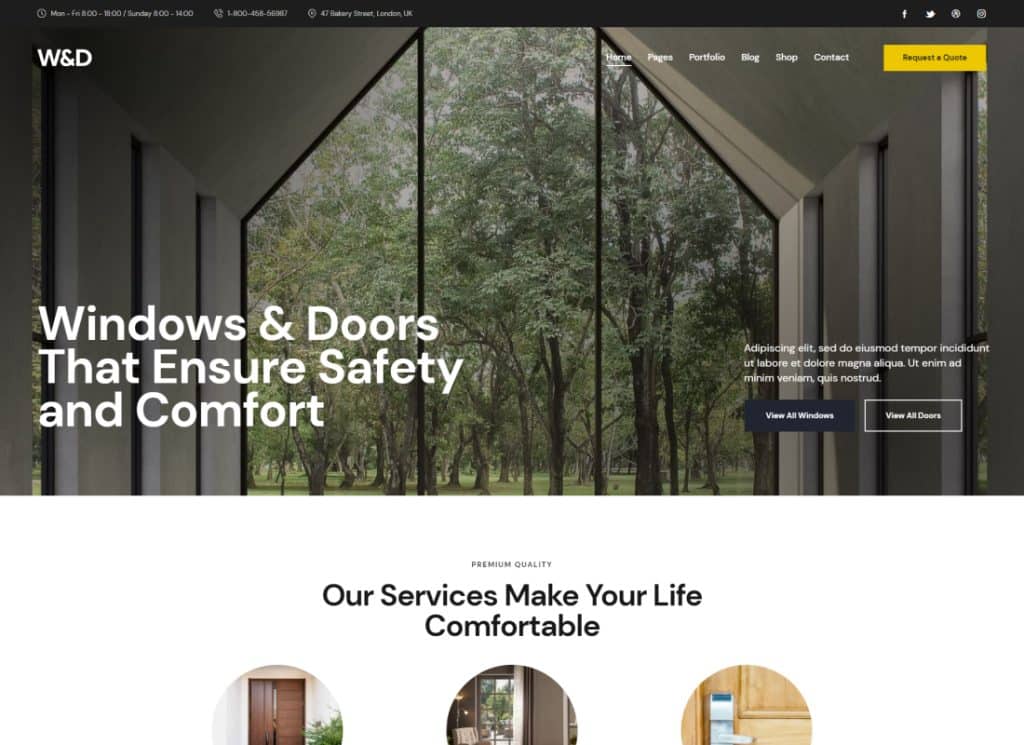 W&D – WordPress-Theme für Windows & Doors Company